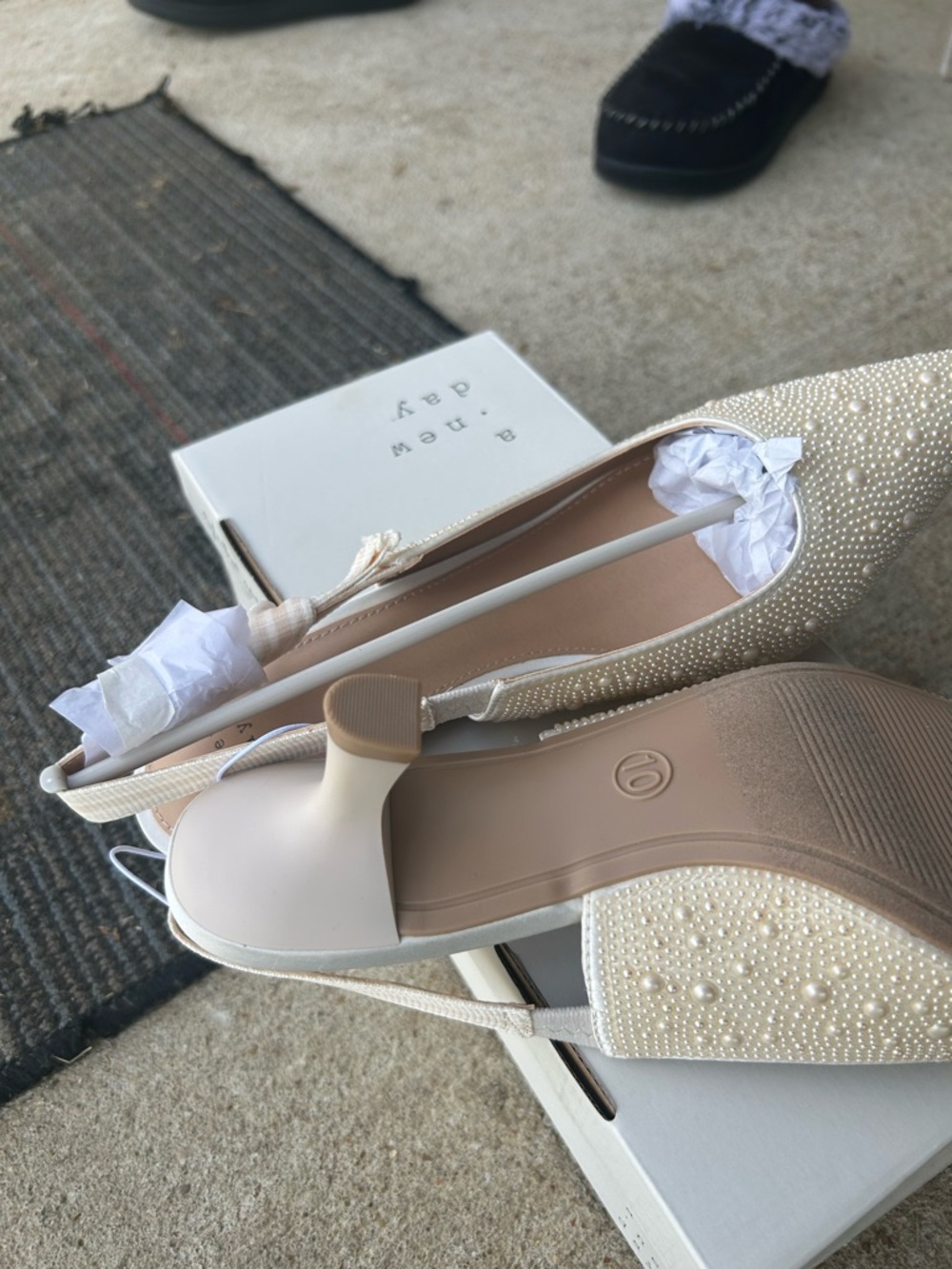 a new day Ivory Pearl-Embellished Pointed Slingback Mules - Picture 6 of 6
